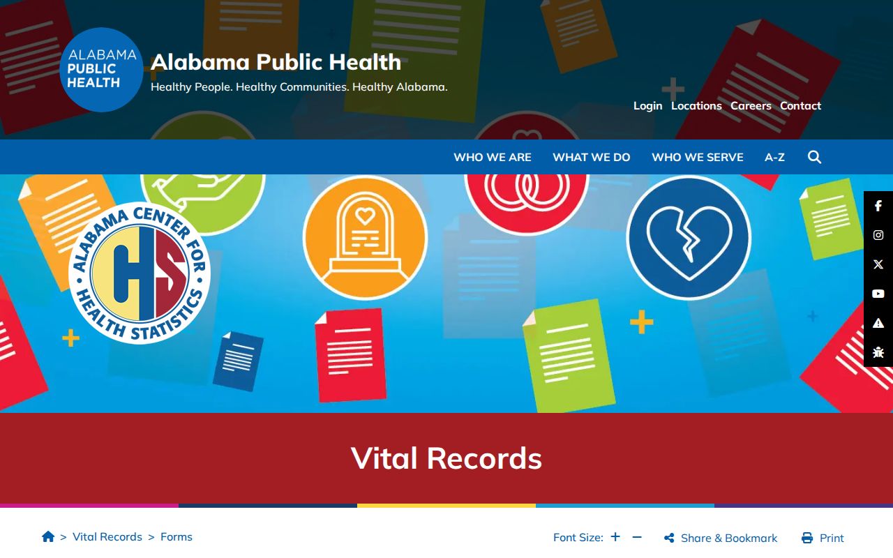 Tuscaloosa County previous residents Alabama vital record application forms