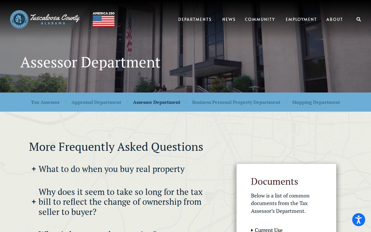 Tuscaloosa County street directory deed to assessment workflow